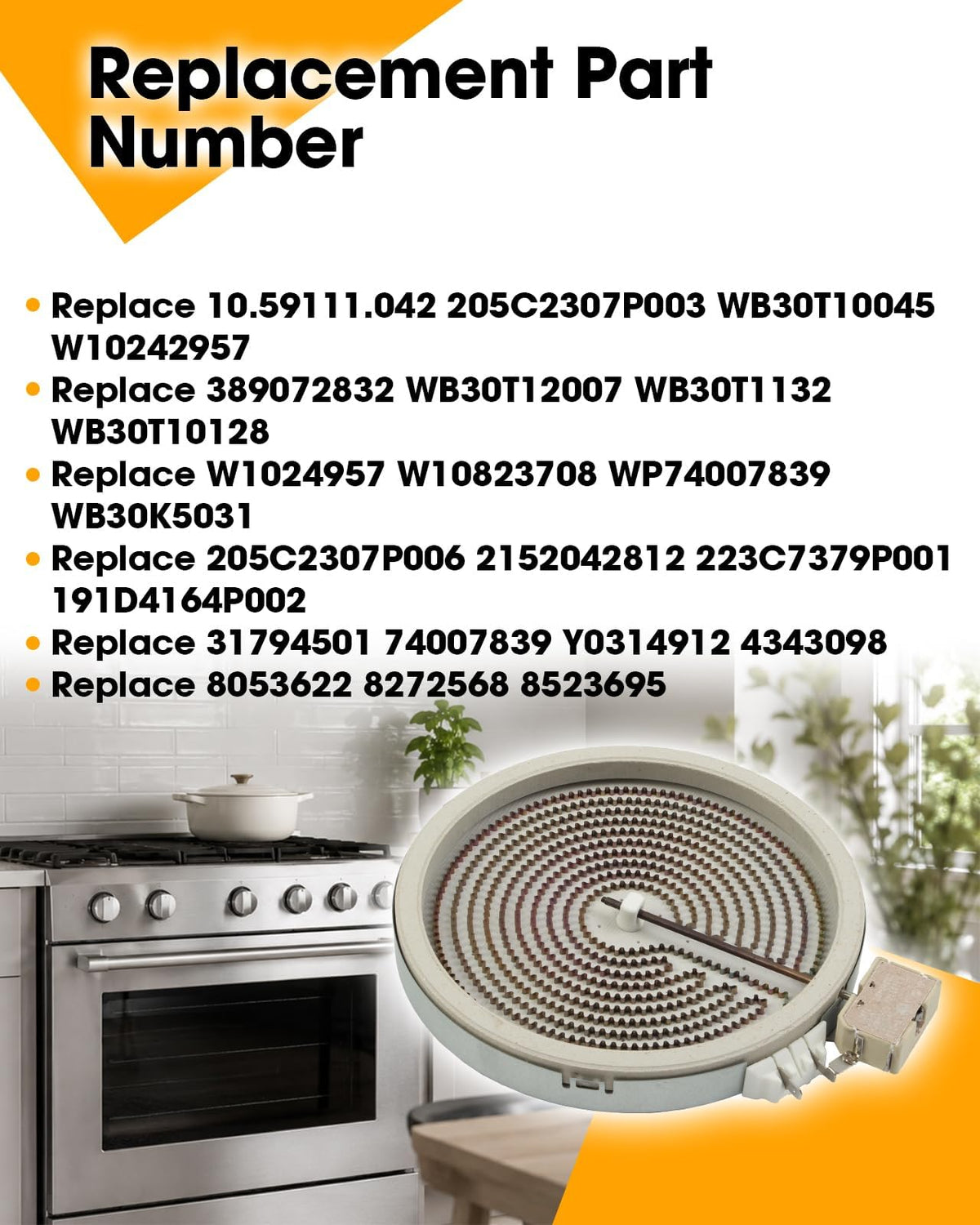 Range Oven Single Radiant Surface Element 8" 2000W Fit for GE Stove Burner