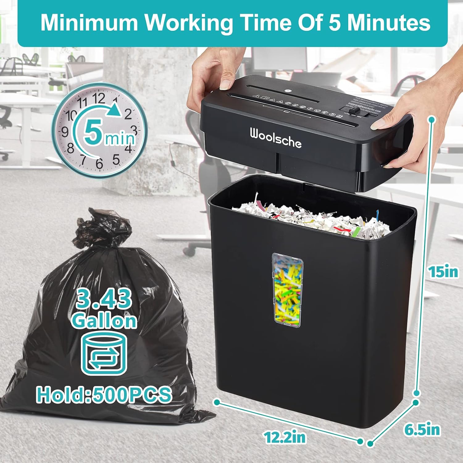 Paper Shredder,10-Sheet Cross Cut with 3.43-Gallon Basket, P-4 Security Level,3-Mode Design - Shreds CD and Credit
