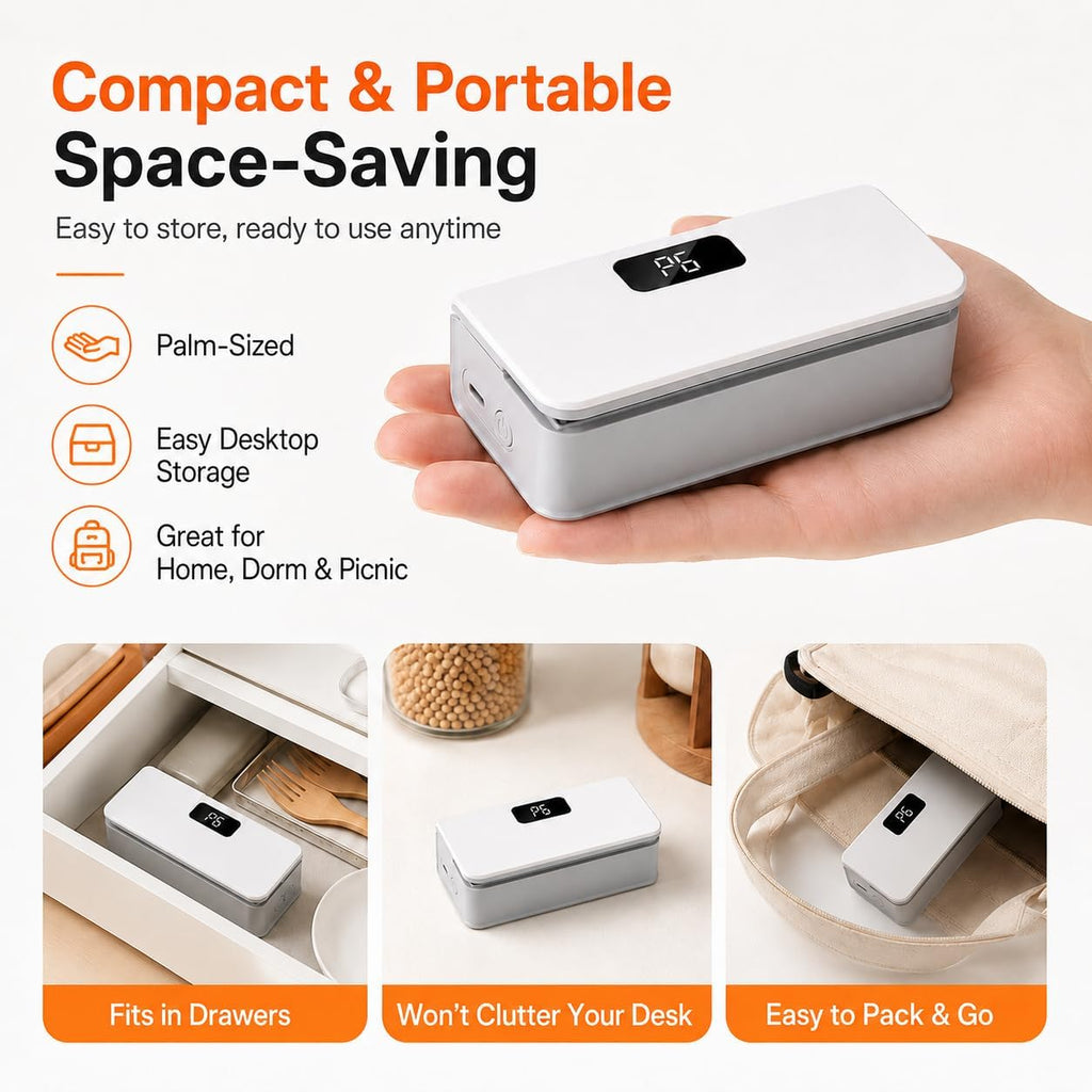 Mini Bag Sealer, Rechargeable Plastic Bag Sealer with Magnet &Cutter