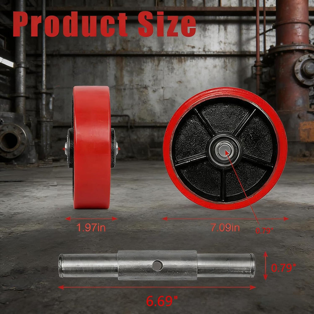 Pallet Jack Wheels, Truck Steering Wheels with 20mm ID Bearings, Forklift Caster Wheel Replacement 7" x 2" One Pair