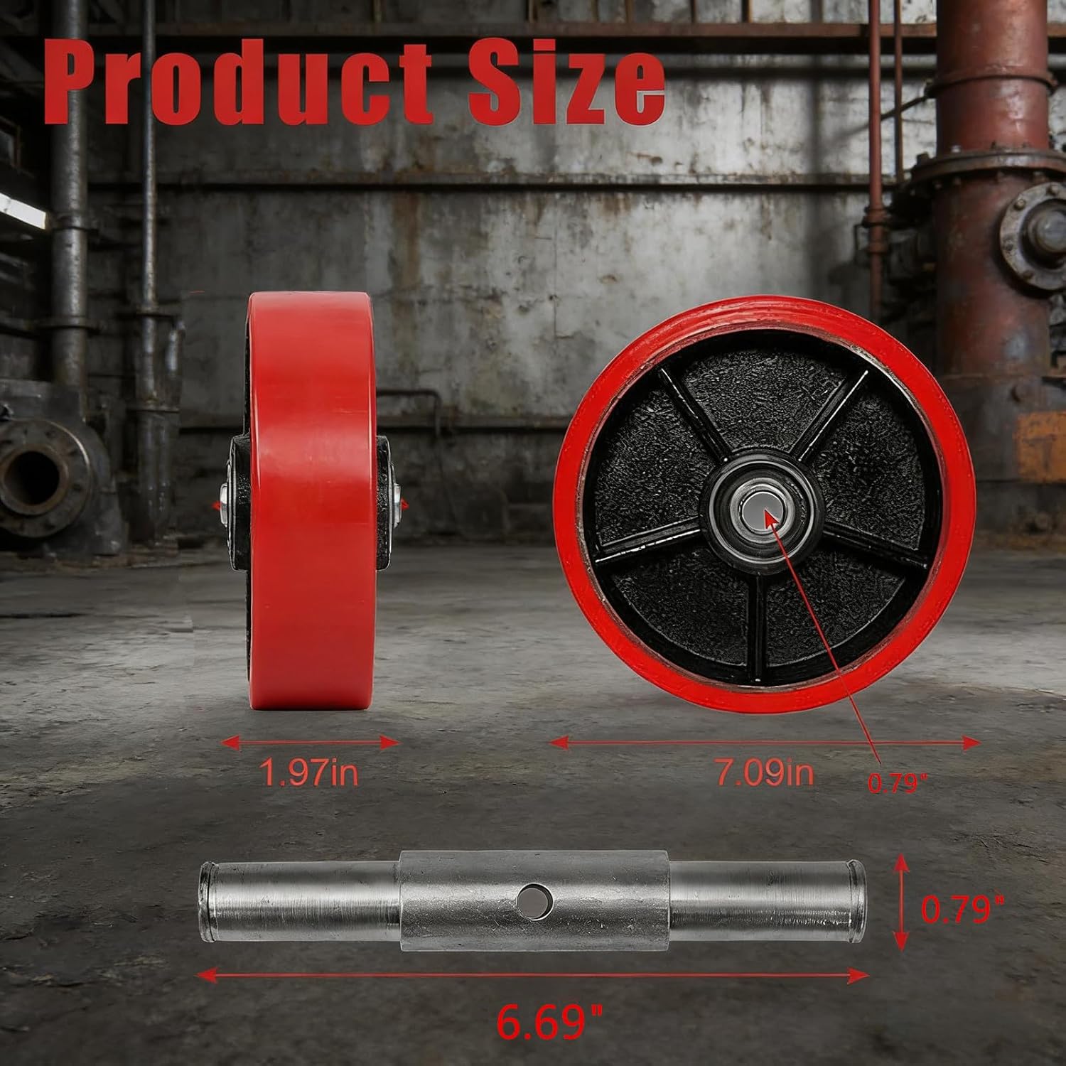 Pallet Jack Wheels, Truck Steering Wheels with 20mm ID Bearings, Forklift Caster Wheel Replacement 7" x 2" One Pair