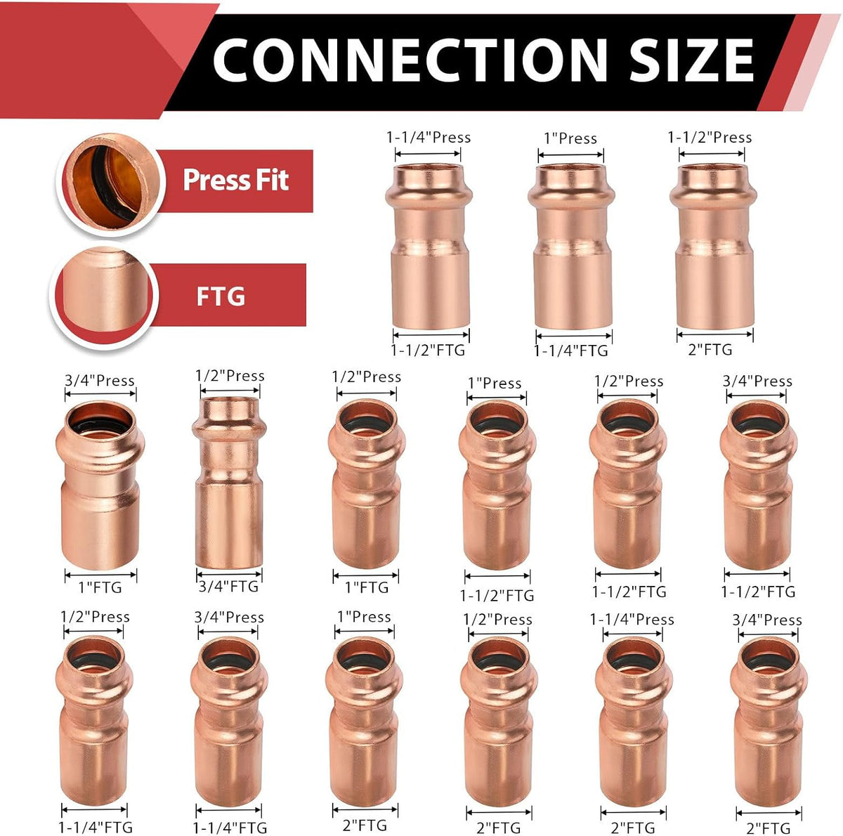 1Pcs EFIELD 3"FTG x 2-1/2"Copper Press XL Bushing Reducer(PRESS292-1)