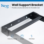 Cable Runway Ladder Rack Wall Bracket, Flush Mount, Black, 2-Pack