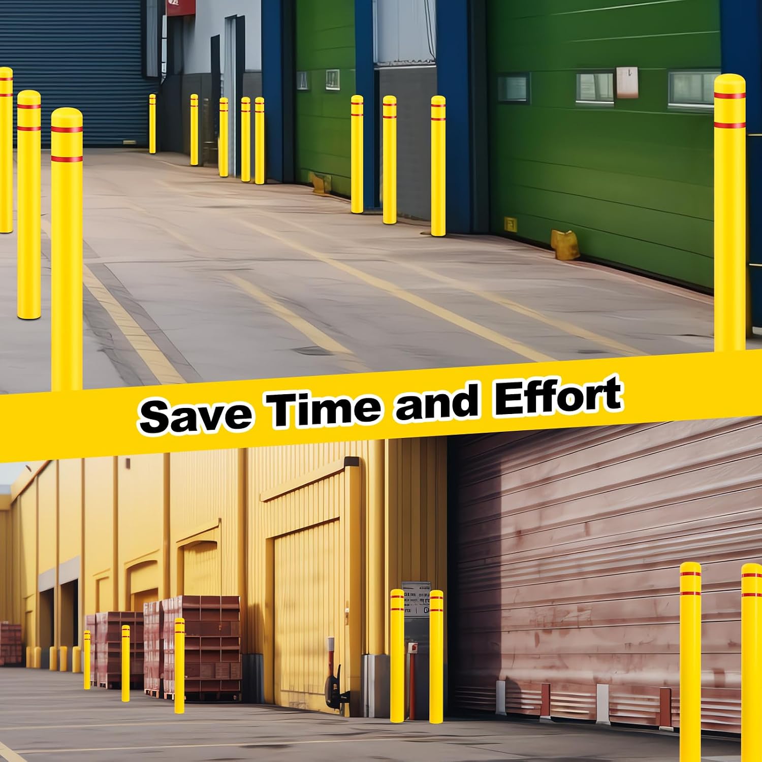 4 Pcs Bollard Covers Flat Top Post Sleeves for Parking, 5" X 52"