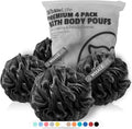 Loofah Bath Sponges - Black Gentle Exfoliating Shower Loofah for Rich Lather, Durable Mesh Body Scrubber for Men &
