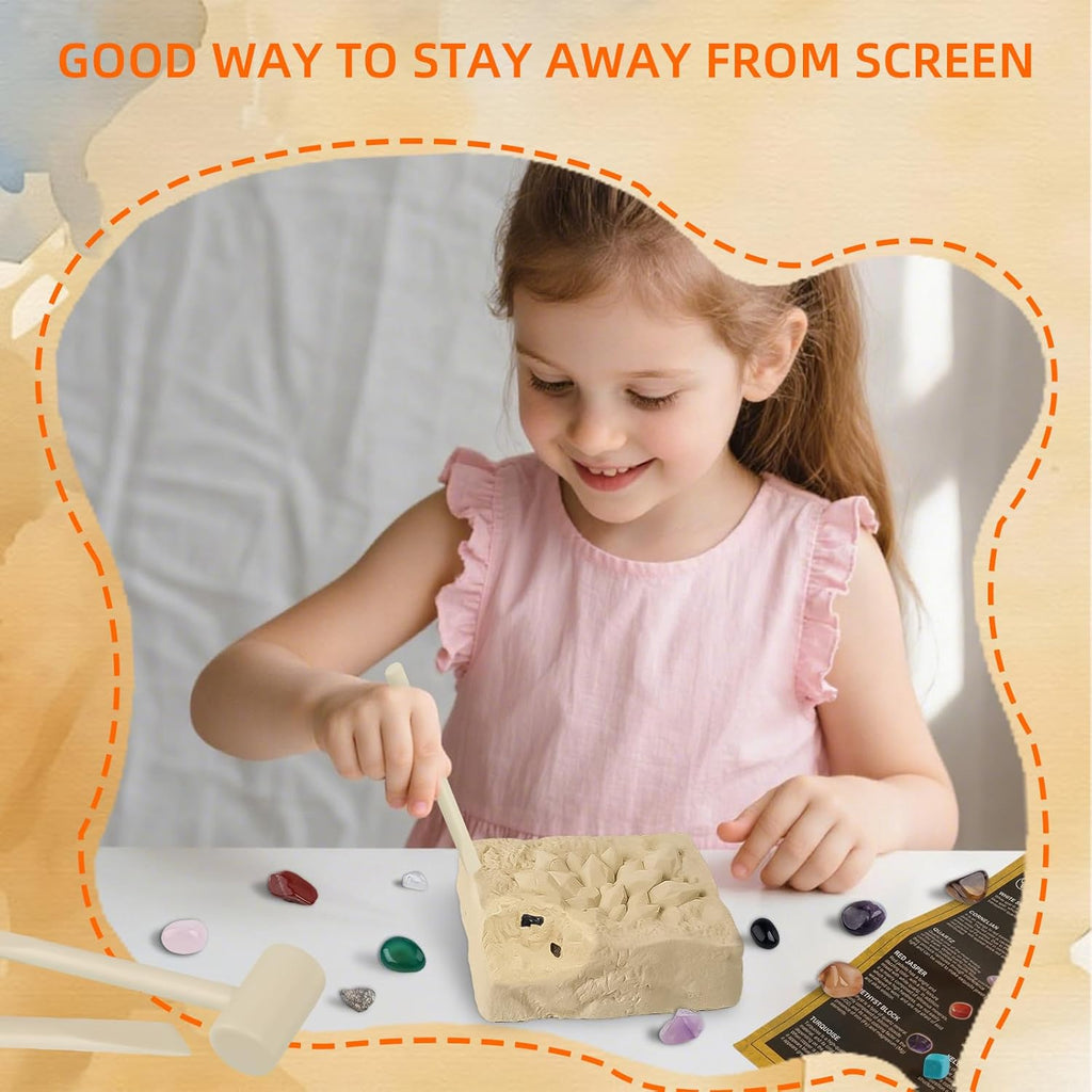 Gemstones Dig Kit Earth Science Kits for Kids Age 6-8-12-14, Birthstone Gemstone Dig Kit, Geology Kit with Break Your