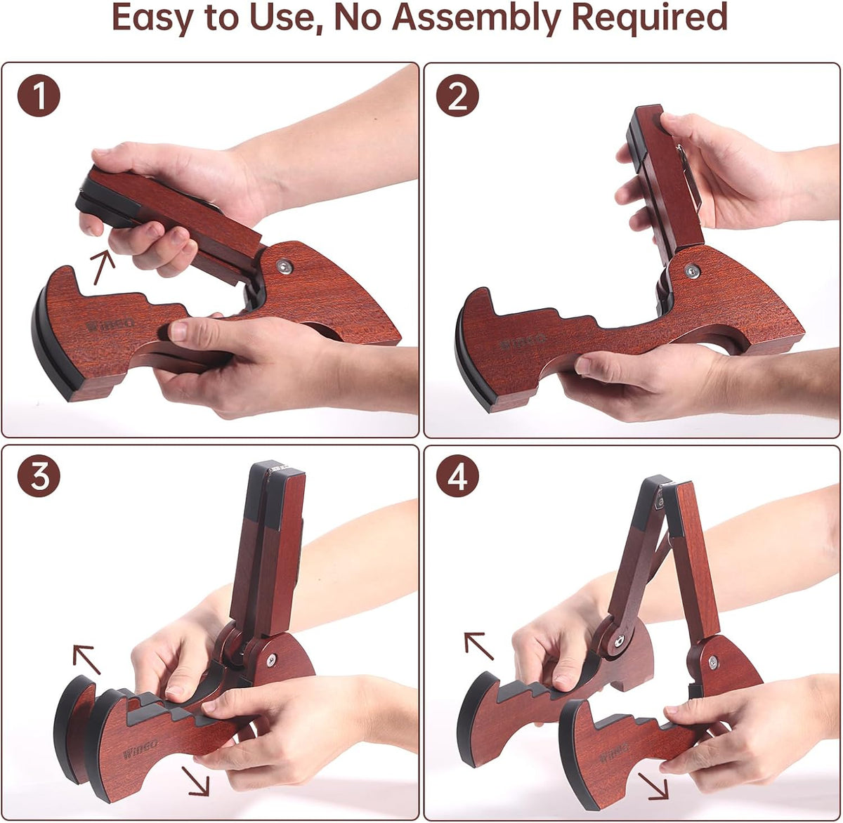 Wood Guitar Stand Portable Folding for Acoustic Electric Classical | Fits Most Gig Bags, Carry Bag Included, Fully