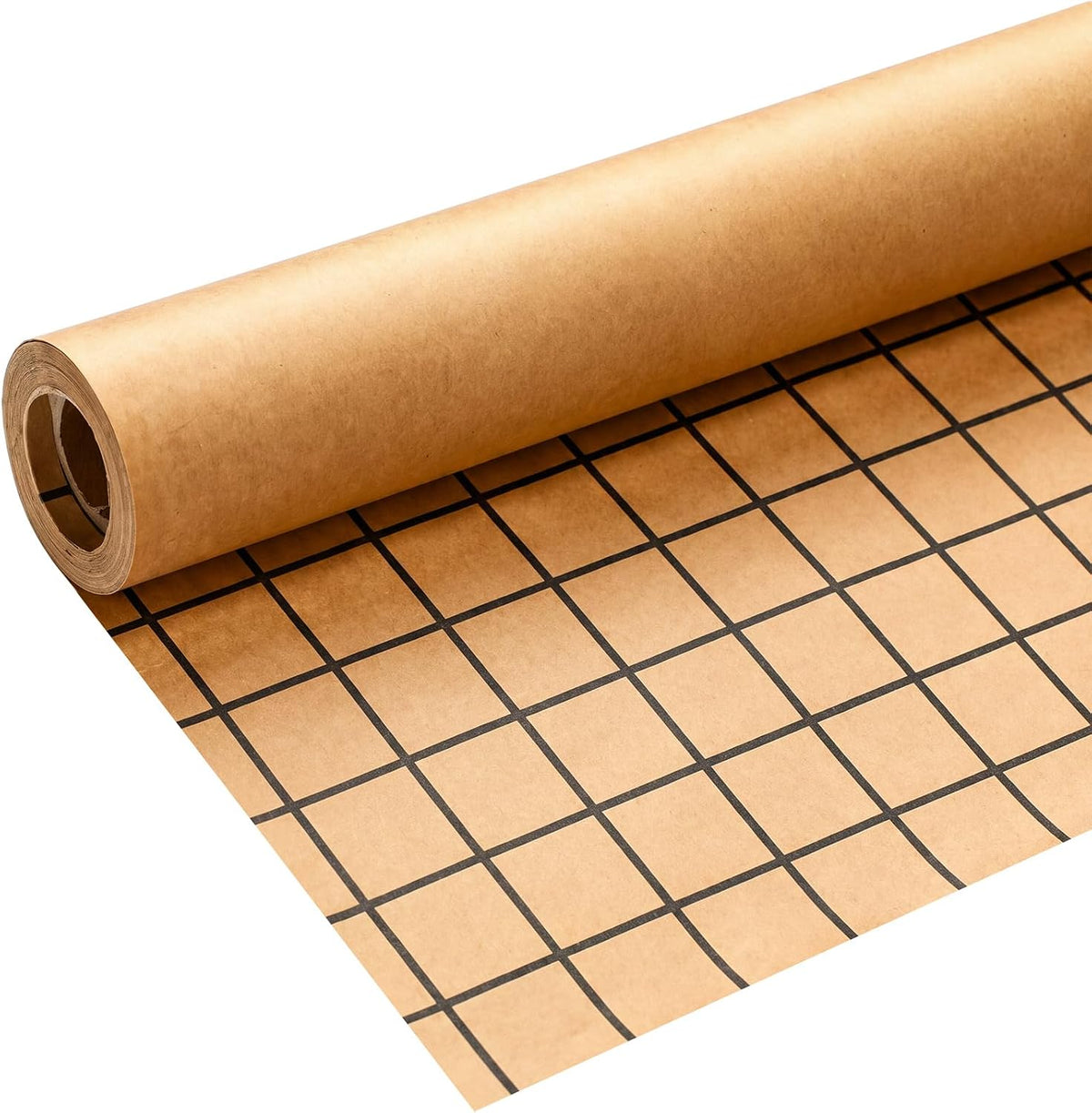 36'' x 30 ft Brown Kraft Wrapping Paper Roll with 1'' Grid
