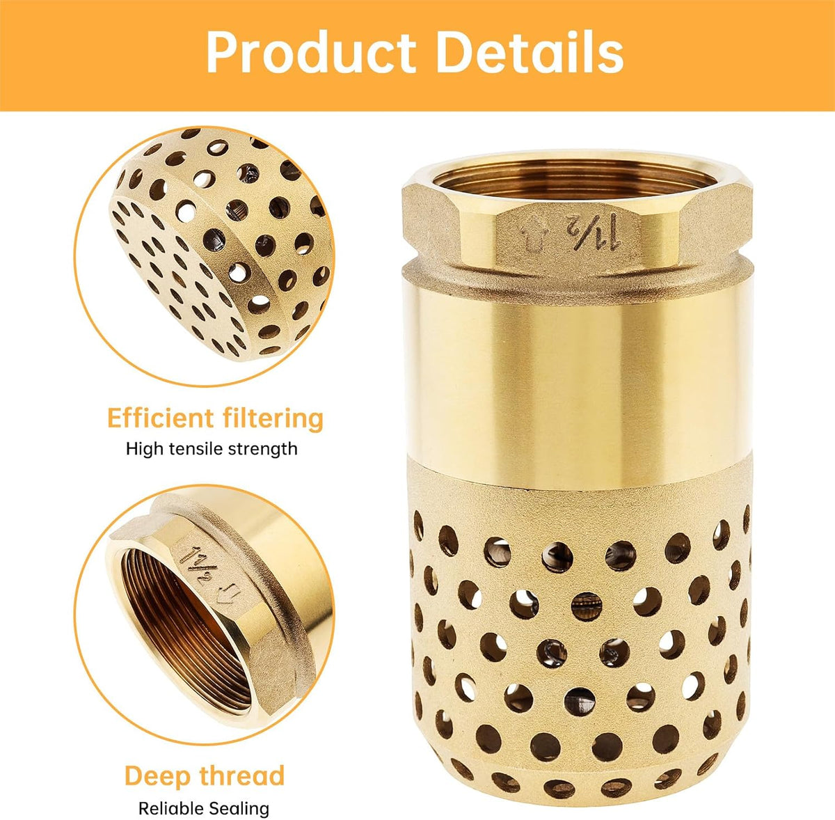 3/4 inch BSP Foot Valve DN20 Female Thread Check Valve with Strainer Filter