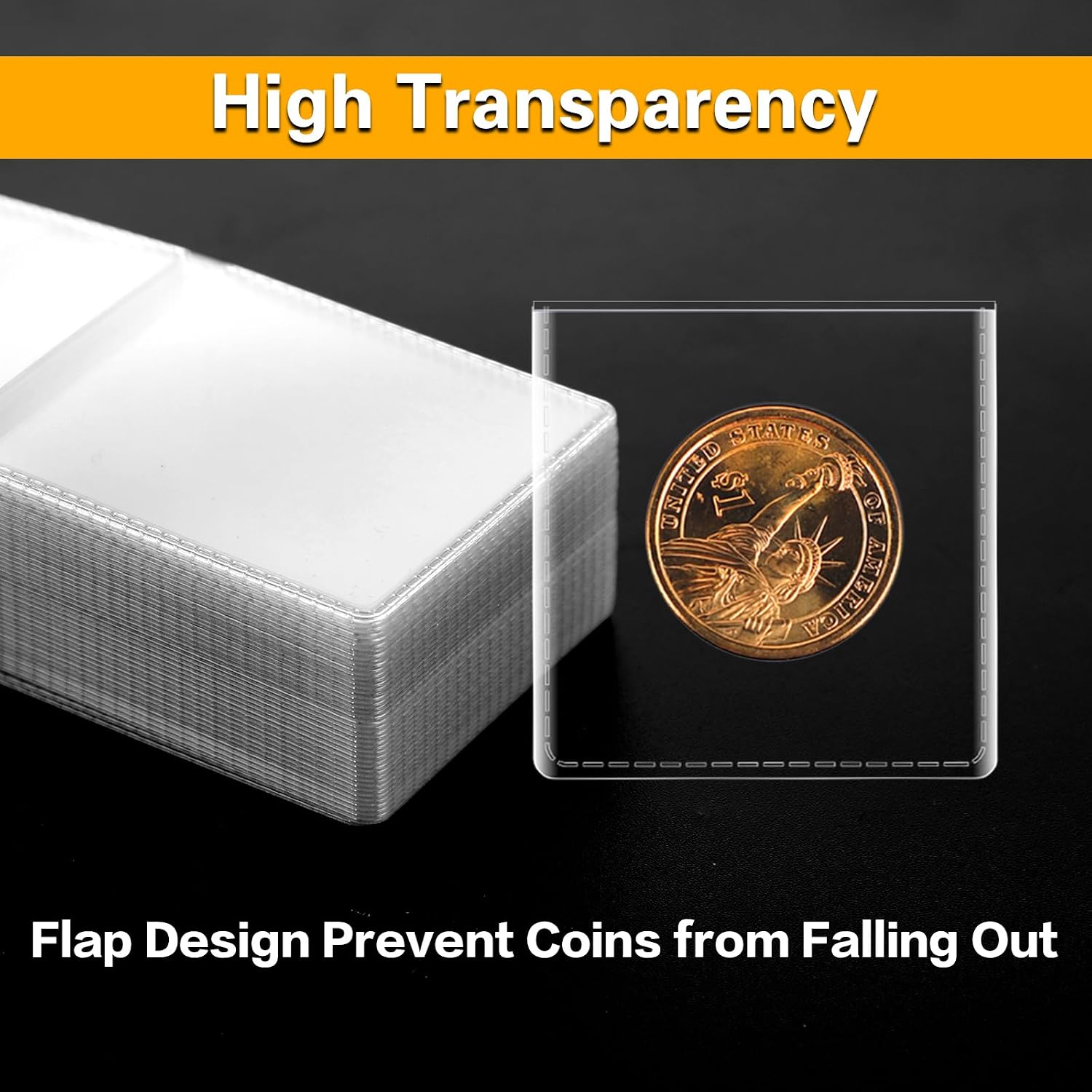 200-Pack 2 x 2 Inch Double-Pocket-Coin-Flips - Coin Pocket Holders, Unplasticized Coin Sleeves, Vinyl Coin Collection
