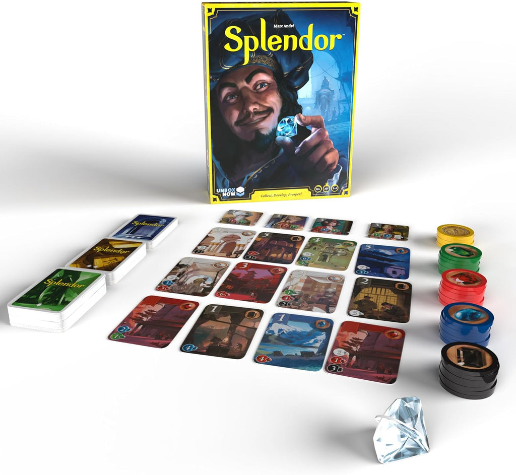 Splendor Board Game - Gem Trading & Engine-Building Strategy for Adults & Families, Adult Board Games, Family Fun for