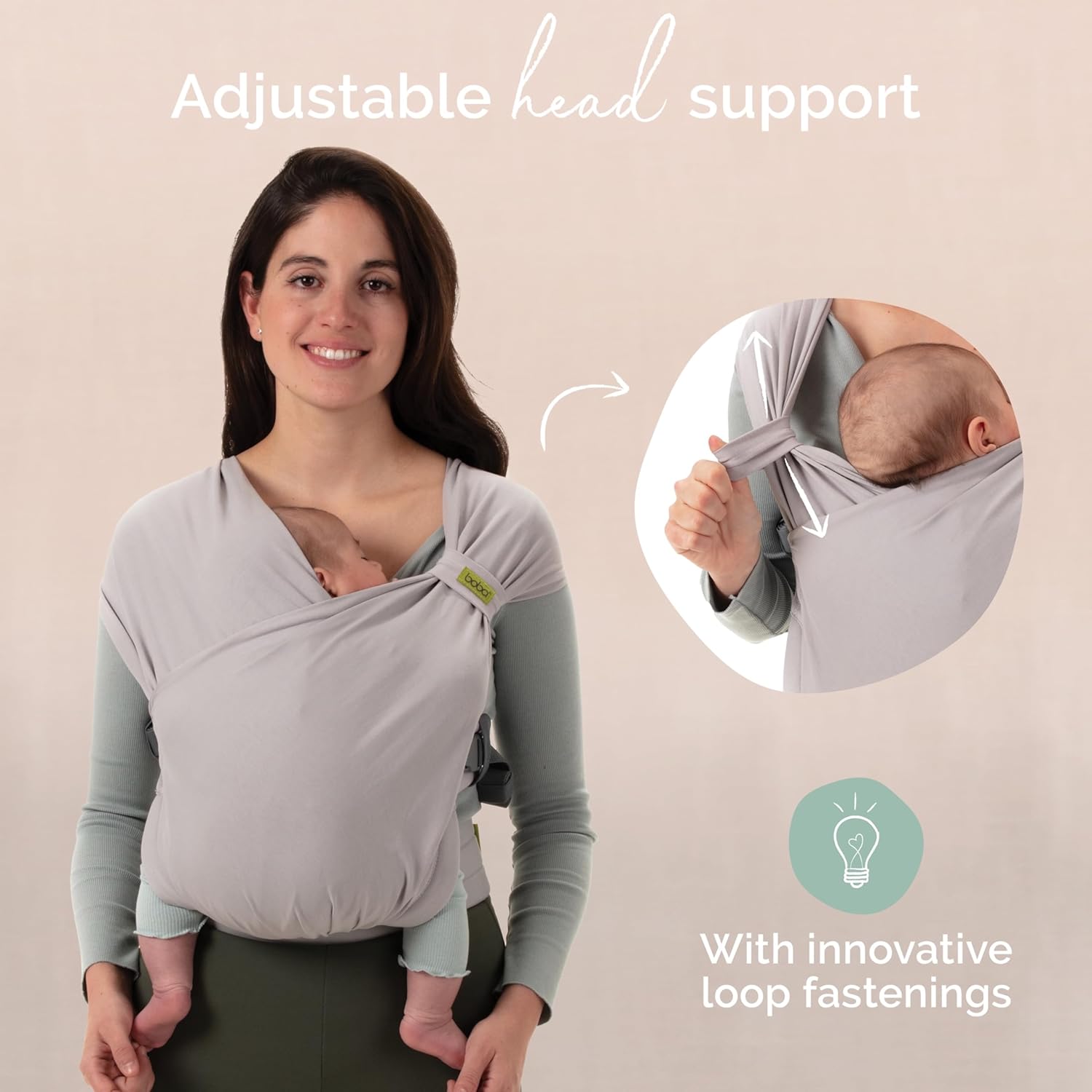 Bliss Pre-Wrapped Baby Wrap Carrier, Newborn Sling, Gray | Stretchy Hybrid Sling that slips on in seconds, no tying