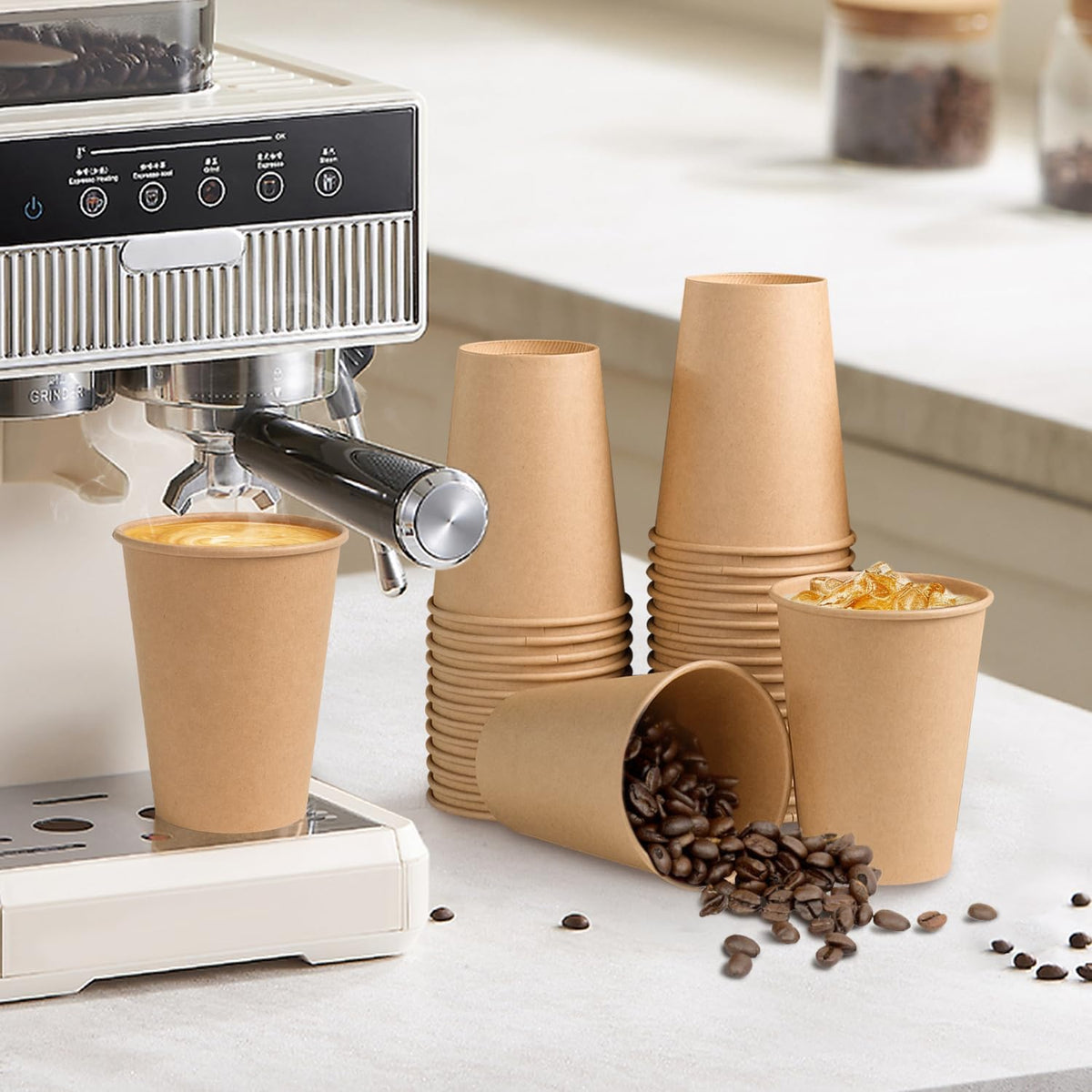 300 Pack 12 oz Kraft Paper Cups, Disposable Coffee Hot Water Cups