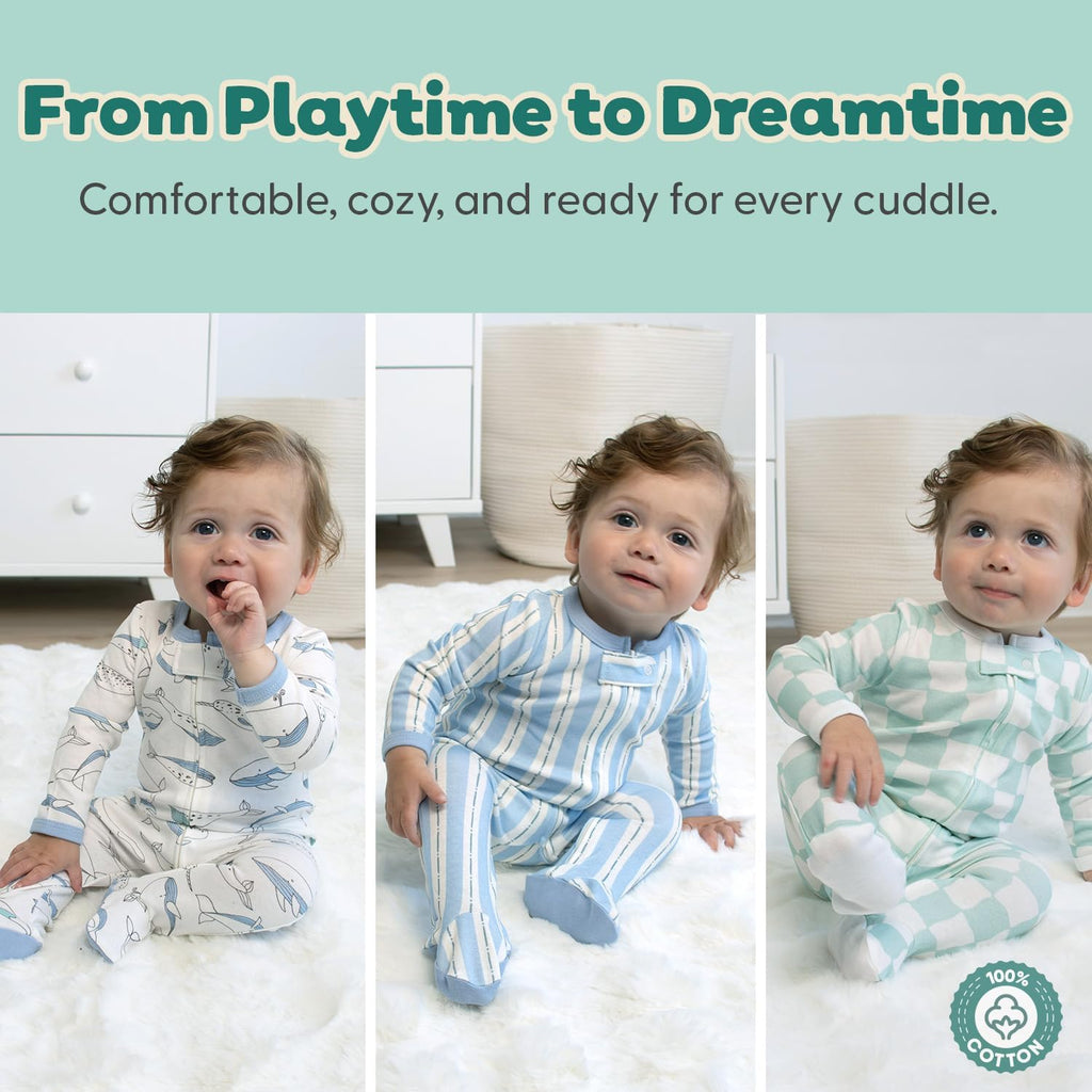 3pk Footed Sleepers - Baby Boy Clothes Newborn, 0-3, 3-6, 6-9 Months, Baby Boy Gifts - Soft Nautical