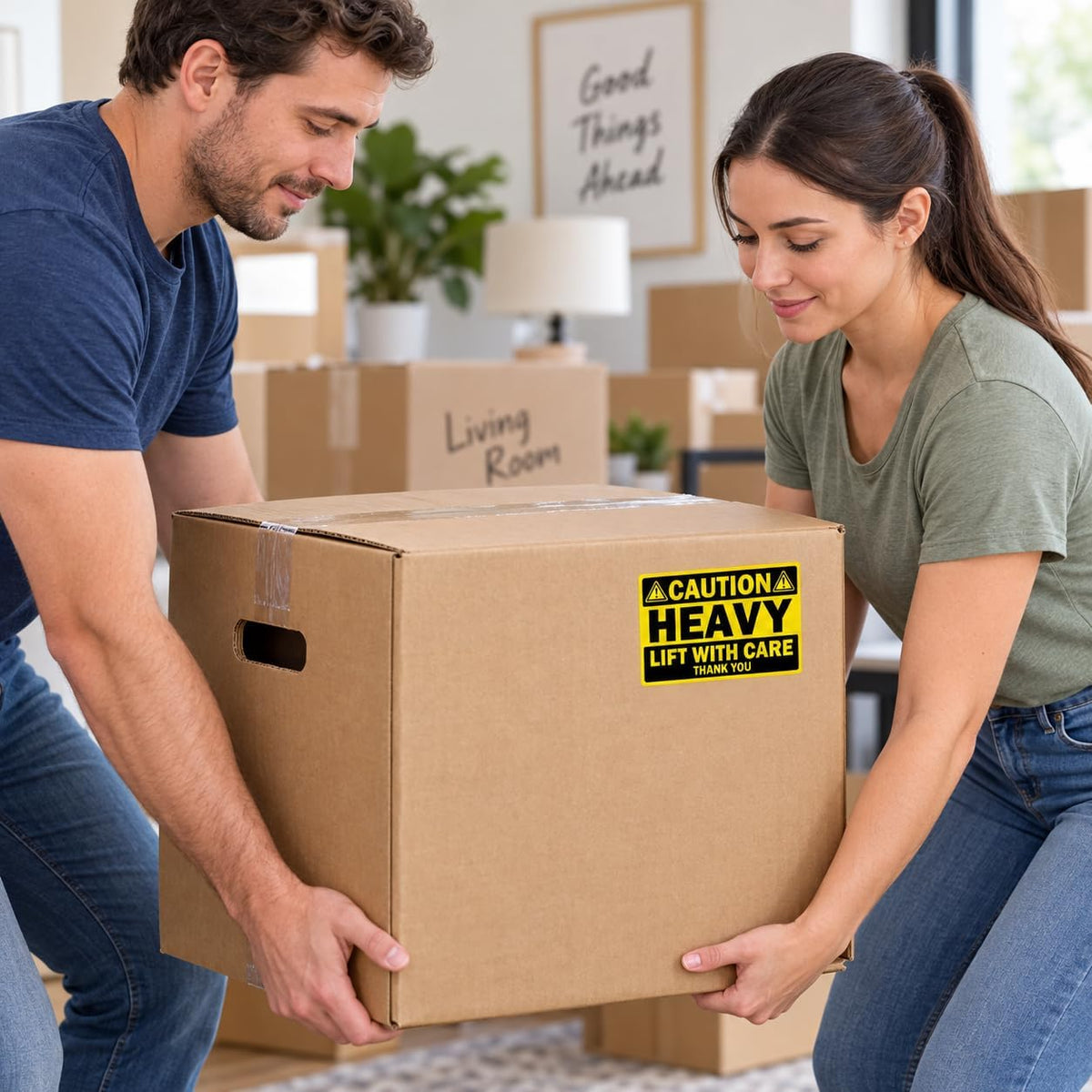 2 x 3Inch Caution Heavy Shipping Stickers,200Pcs Caution Heavy Labels