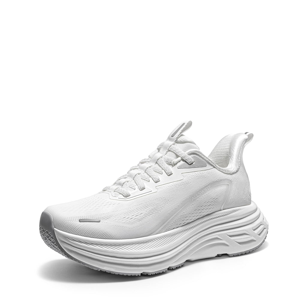 Women's Slip On Walking Shoes Running Sneakers,All White,6W