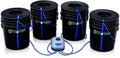 Deep Water Culture (DWC) Hydroponic Bubbler Bucket Kit by PowerGrow Systems (4) 5 Gallon - 6" Buckets