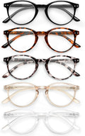 5 Pack Reading Glasses For Women/Men-Blue Light Blocking Computer Reader w/Round Frame - Retro Clear Lens Fake