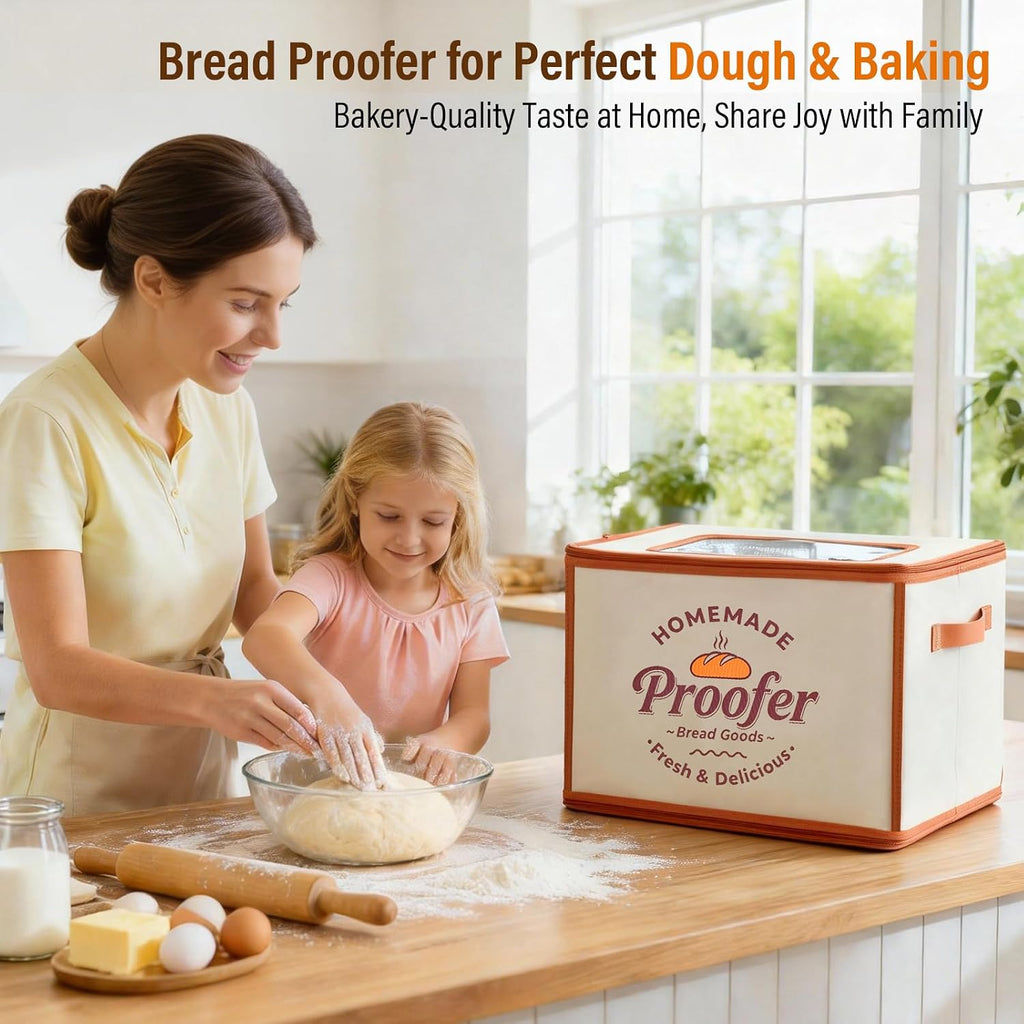 Foldable Bread Proofing Box, JOCXSPI 4-Sided Heating Dough Proofer for Sourdough Starter, 68–131°F Temp Control, 99H