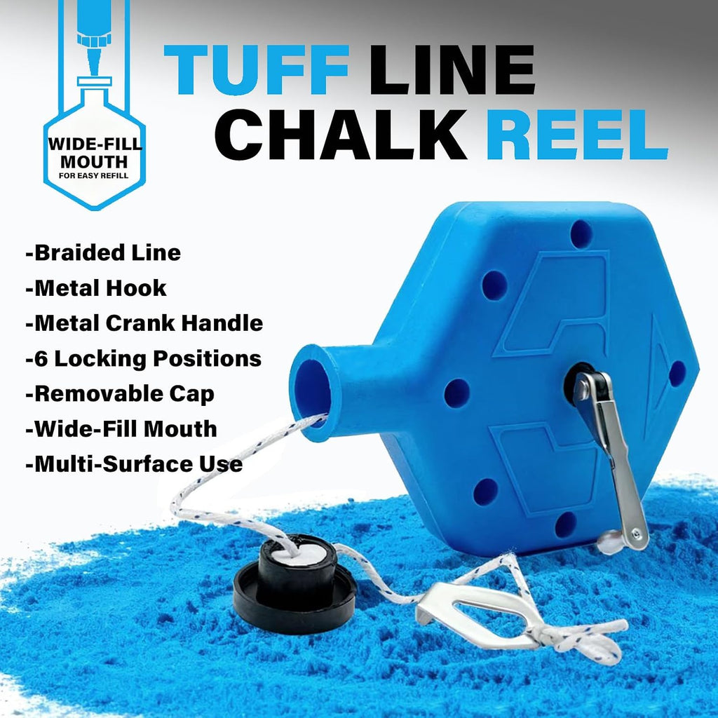 Heavy Duty Chalk Line, Professional Construction Marking Tool, 100-Foot Line, Ergonomic Design, for Measuring and