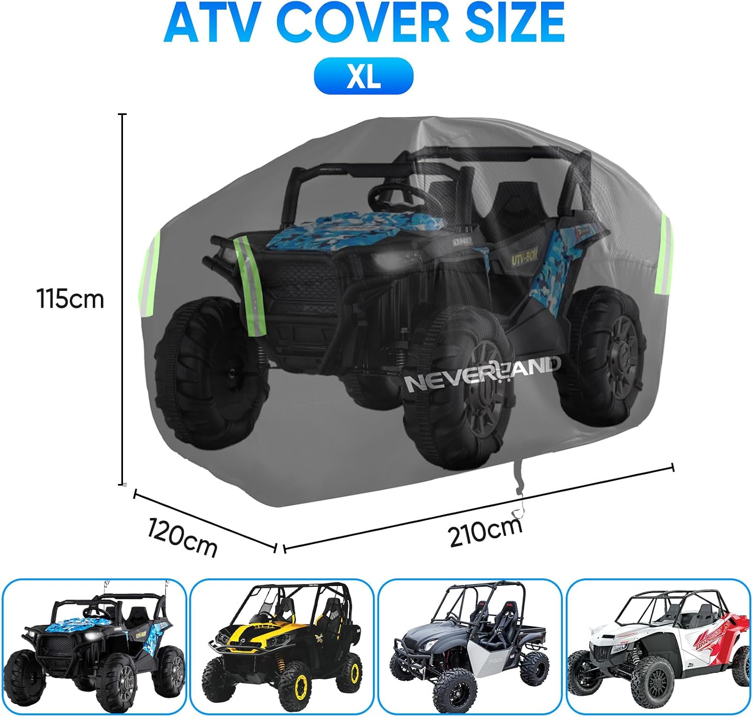 ATV Cover Waterproof Heavy Duty Quad Cover 4 Wheeler Cover XL | Outdoor Universal Storage Quad Cover All Weather