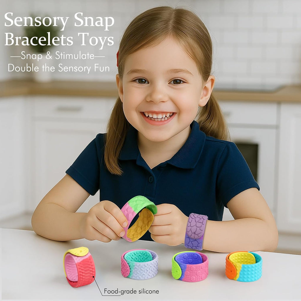 Sensory Slap Bracelets for Kids Teens,6PCS Fidget Toys Snap Bracelets for Stress Anxiety Autistic ADHD,Calm Down