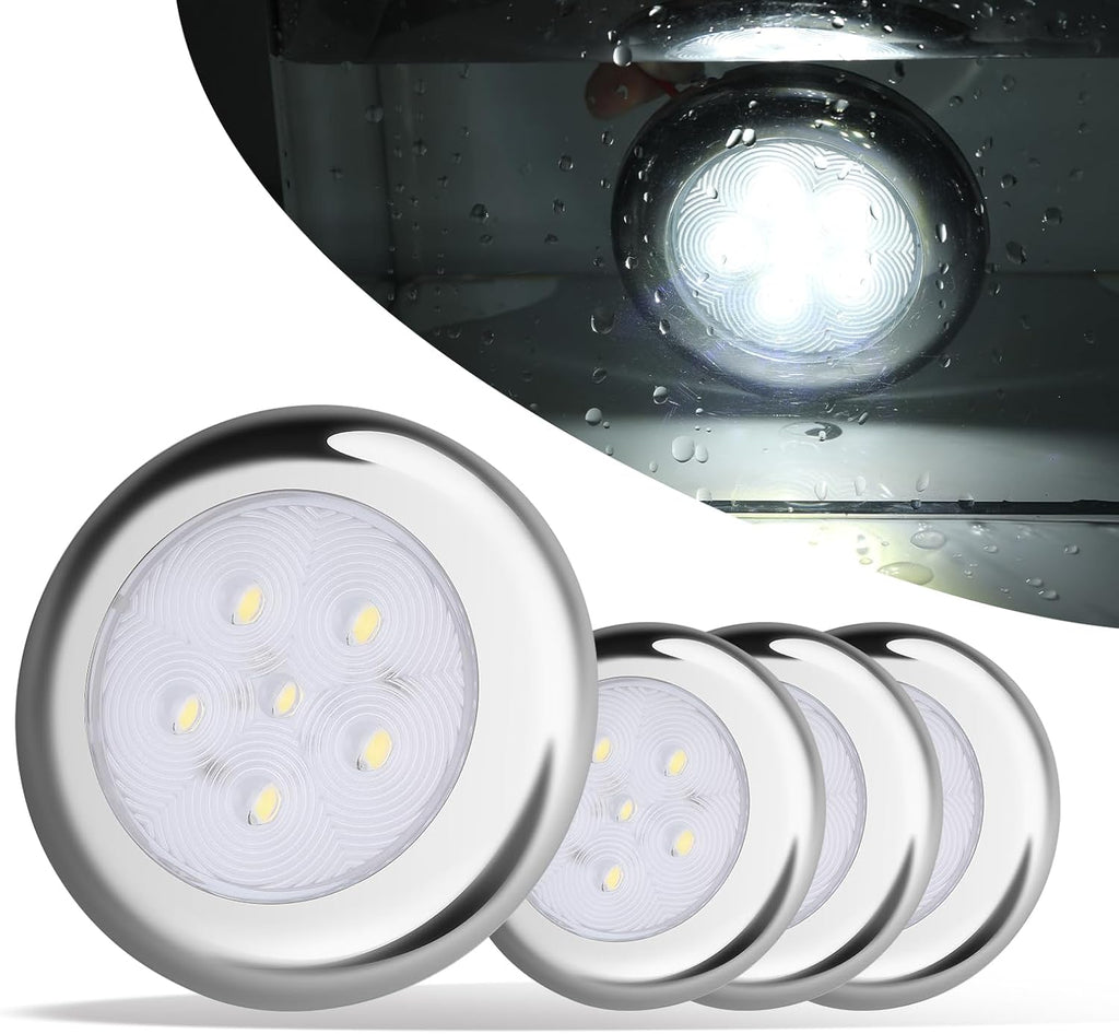4 Pack IP68 Waterproof LED Boat Courtesy Lights, White