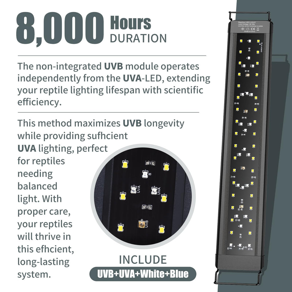 27-Inch UVA UVB Light for Reptiles with Controller, Full Spectrum