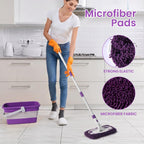 Collapsible Mop and Bucket Set with Sweeper Mop System and Mop Pads