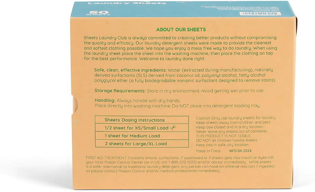 Detergent Sheets, Fragrance Free, up to 100 Loads