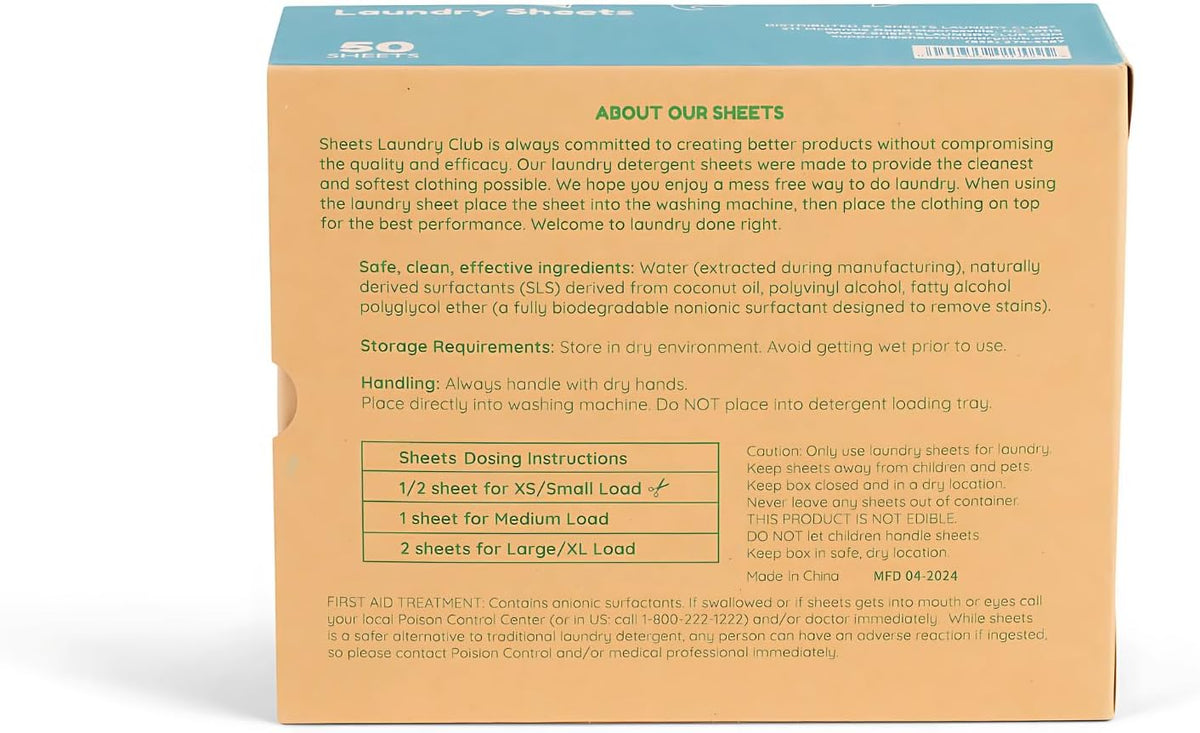 Detergent Sheets, Fragrance Free, up to 100 Loads