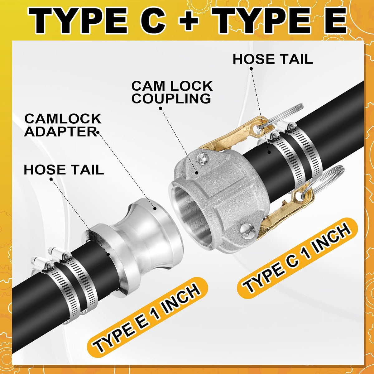 2 Set 1 Inch Camlock Fittings Type C&E