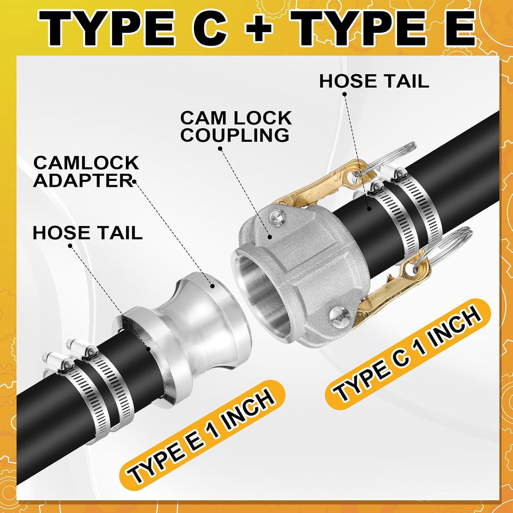 4 Set 1 Inch Camlock Fittings Type C&E