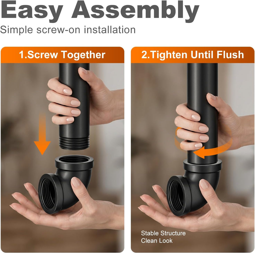 Malleable Elbow Threaded Pipe Fittings,Black,3/4",2-Pack.