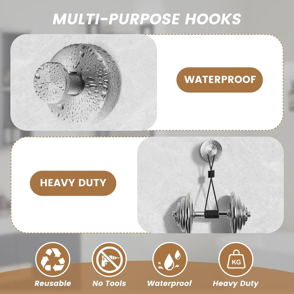 BKV Suction Cup Hooks for Shower,Brushed Nickel,6 Pack