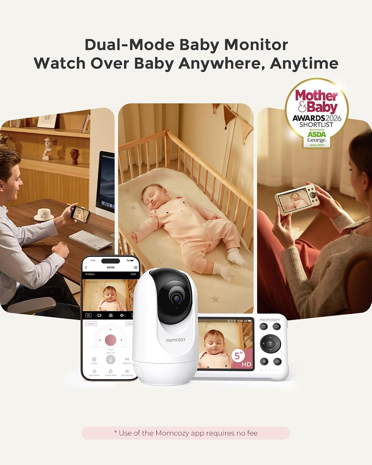 Smart WiFi Baby Monitor with Camera and Audio,5" 1080P & Wall Mount | Electric Safe Fence, Motion & Sound & Cry