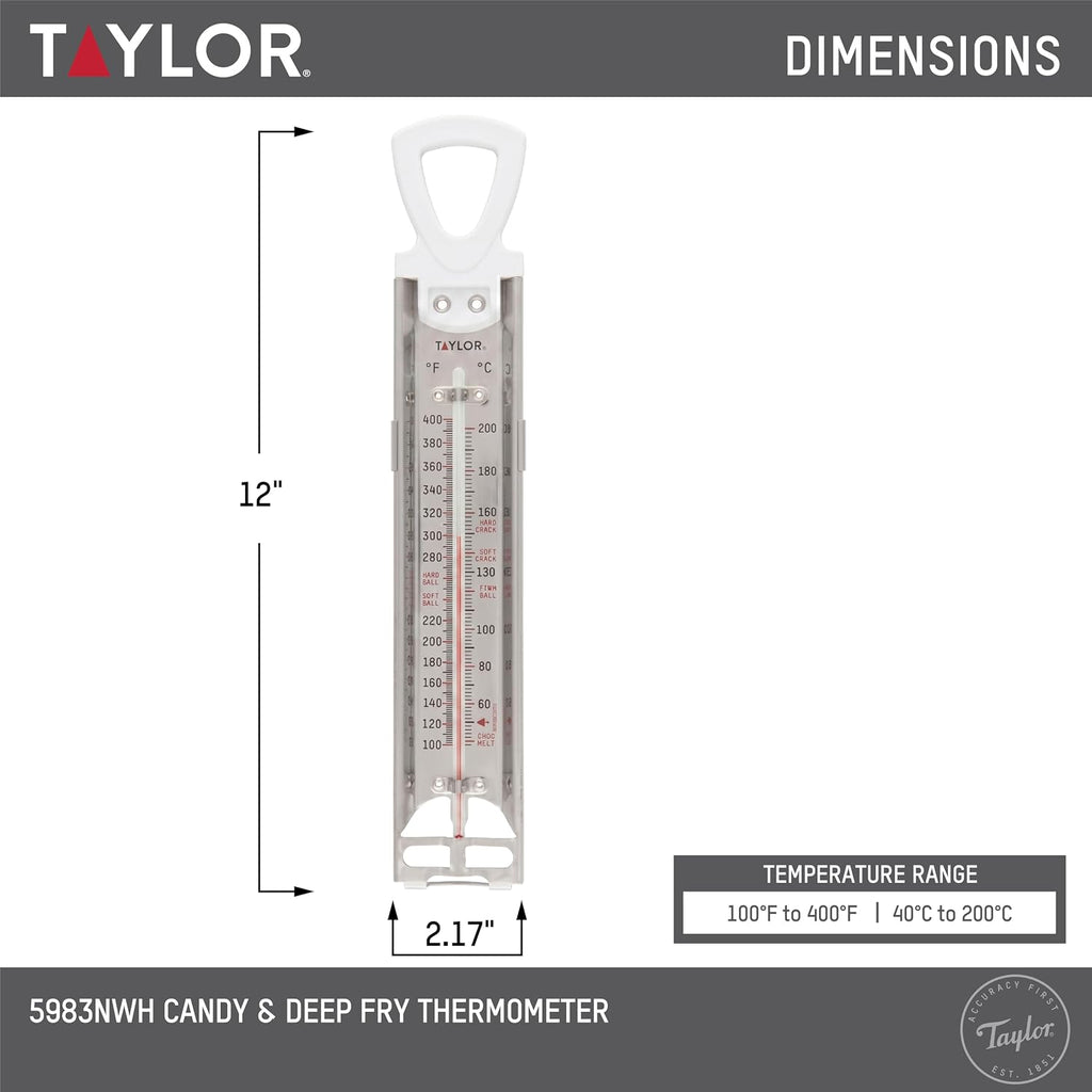Stainless Steel Candy and Deep Fry Thermometer, 12-Inch Analog Paddle with Pan Clip, Ideal for Frying, Sugar