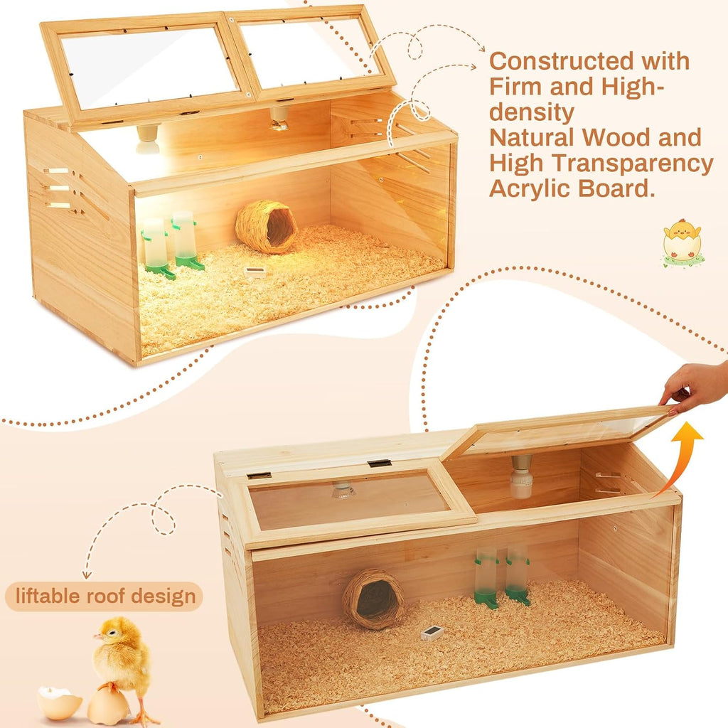 Chicken Brooder Box, Wooden No Legs, 32 x 16 x 16 in