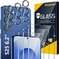 3 Pack for Samsung Galaxy S25 Screen Protector Tempered Glass + 3 Pack Camera Lens Protector, Military Grade
