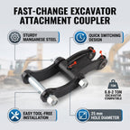 Eujgoov Mini Excavator Quick Coupler, Manganese Steel Quick Hitch Attachment for 0.8-2 Ton Small Excavators, with 25mm Installation Hole for Connection