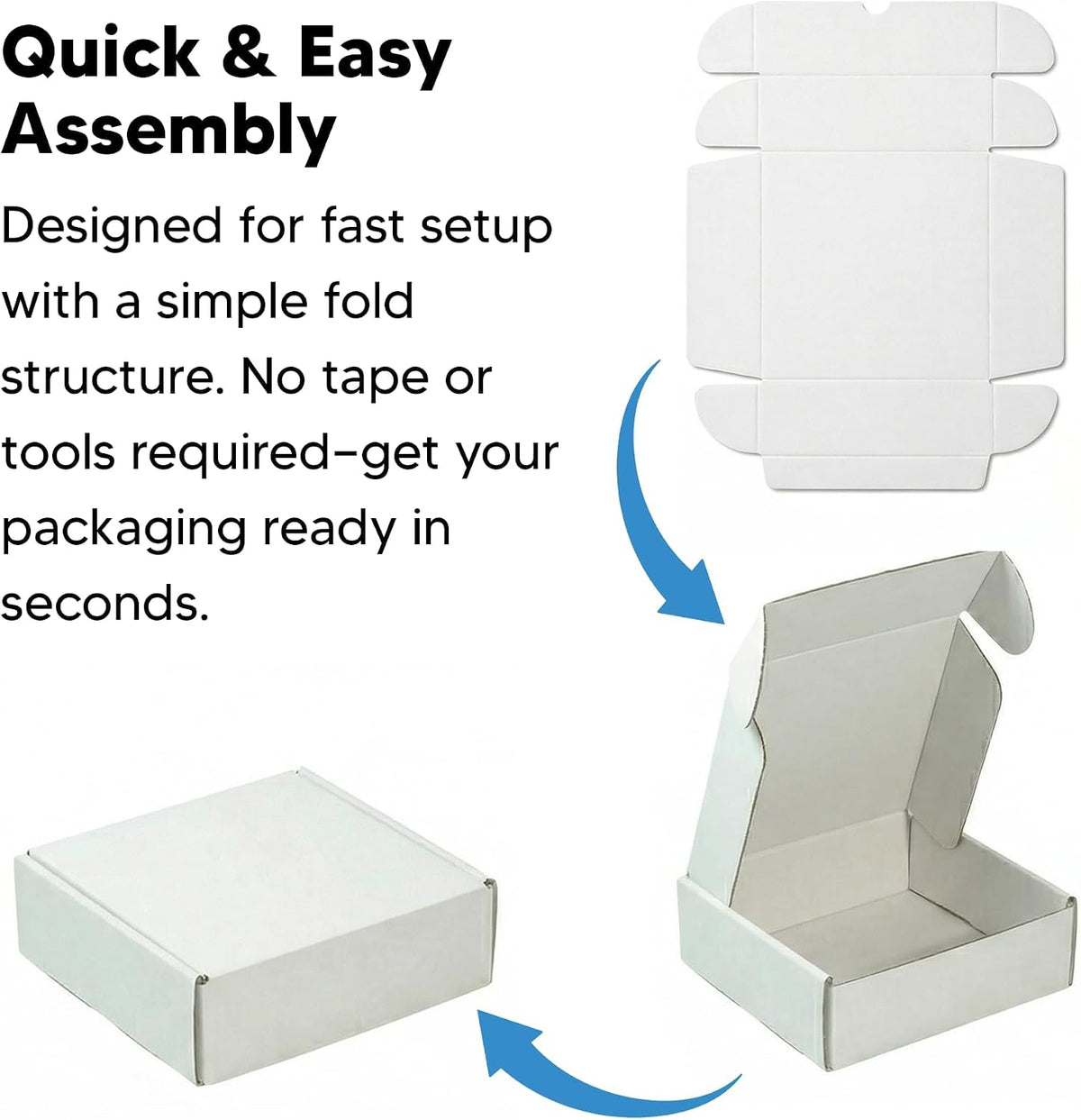 Mailer Boxes Bulk Sale 50 PCS – Shipping Cartons for Small Business - 9x9x4 - White/White - 50 Pack