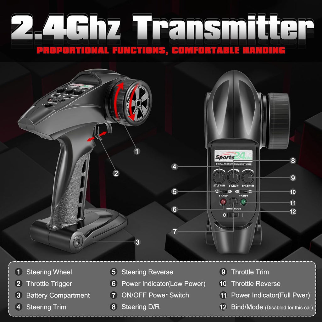 2997A 1/12 Brushless RC Cars, Fast RC Enthusiast Grade Max 45 Mph | 60A Waterproof ESC, Oil-Filled Shock, Center