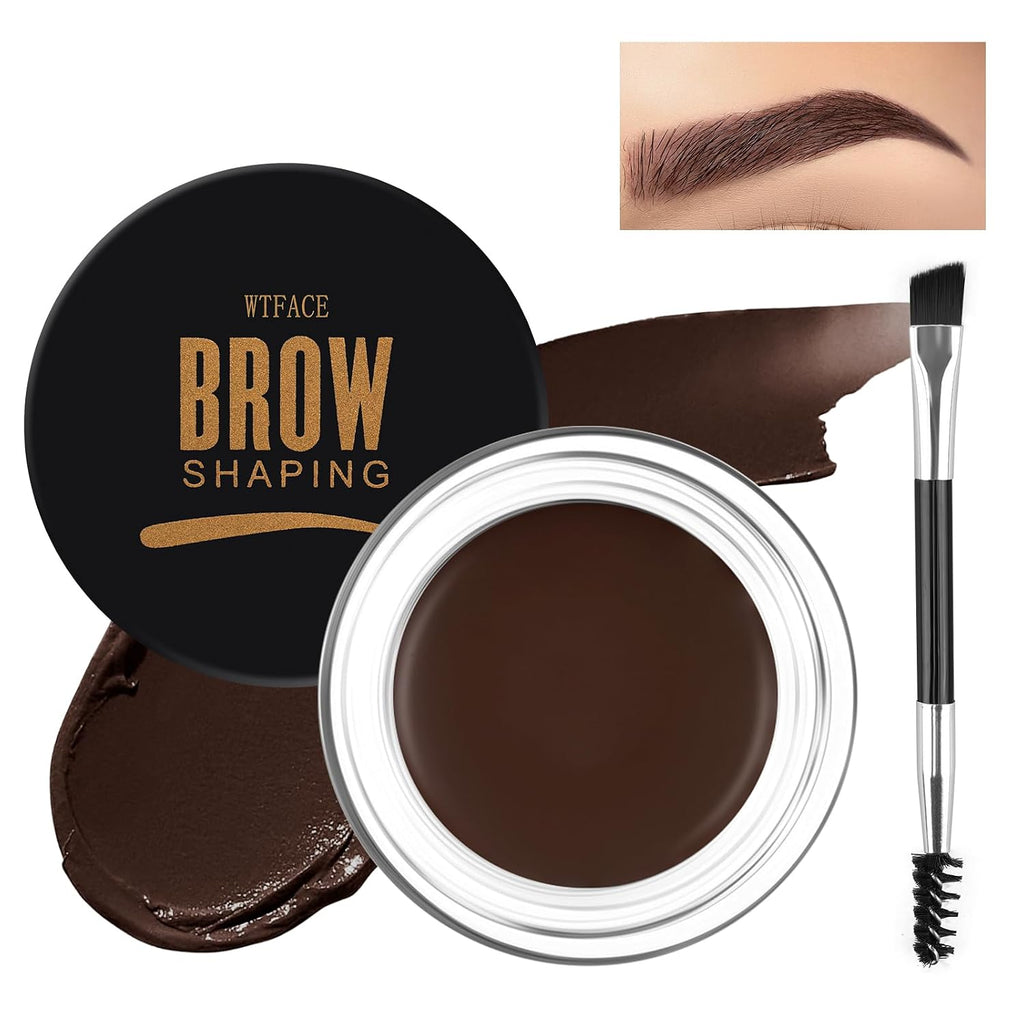 Eyebrow Pomade Kit with Dual-Ended Brush, Long-Lasting | Brown