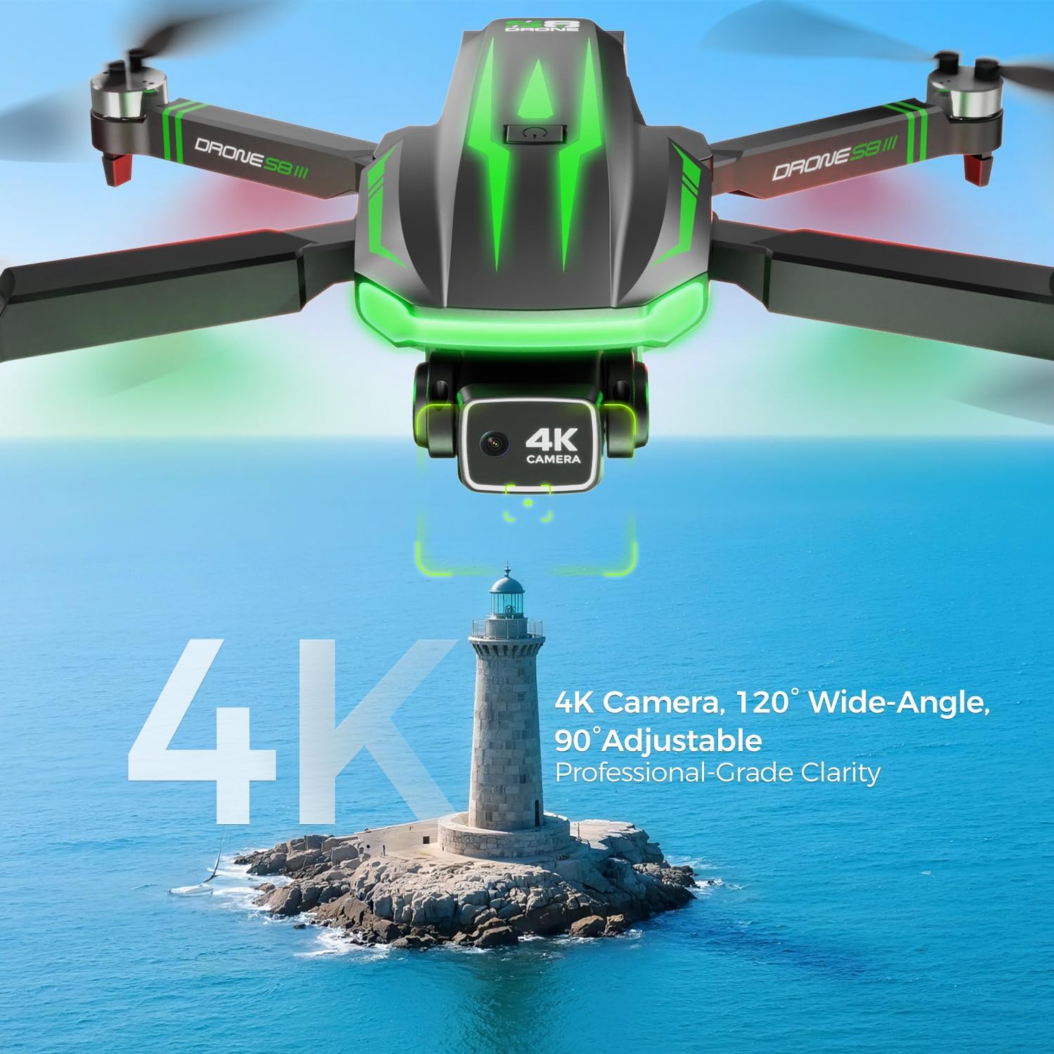 S8 GPS Drones with EIS 4K Camera for Adults kids, 5" Screen on Controller,60 Min Flight Time,Auto Return,Long Range