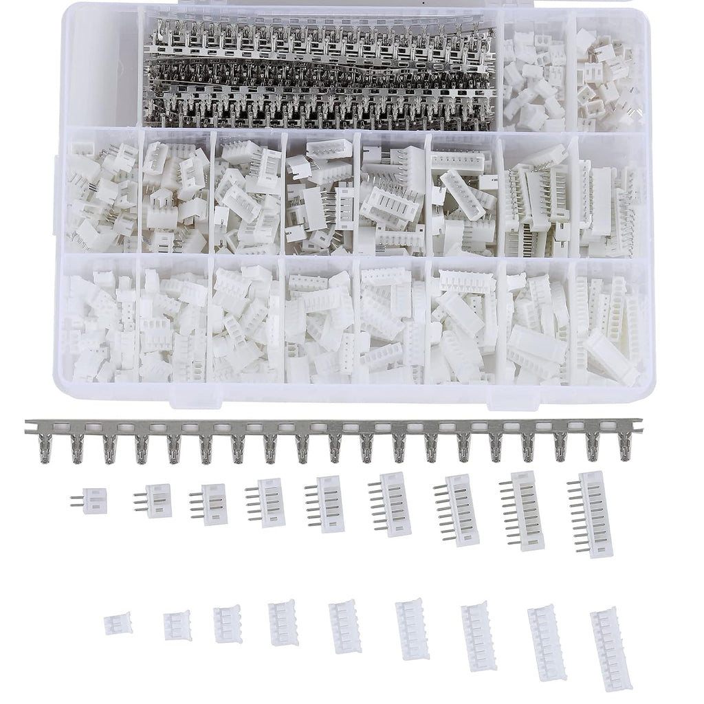 1550PCS JST PH 2.0mm Connector Assortment Kit 2.0mm Pitch Male Female 2/3/4/5/6/7/8/9/10 Pin Housing Adapter Plug Terminal