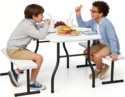 Kids Picnic Table with Benches, 38" Outdoor Toddler Table Set for 4 Children, Heavy Duty HDPE Play Table, 300LBS