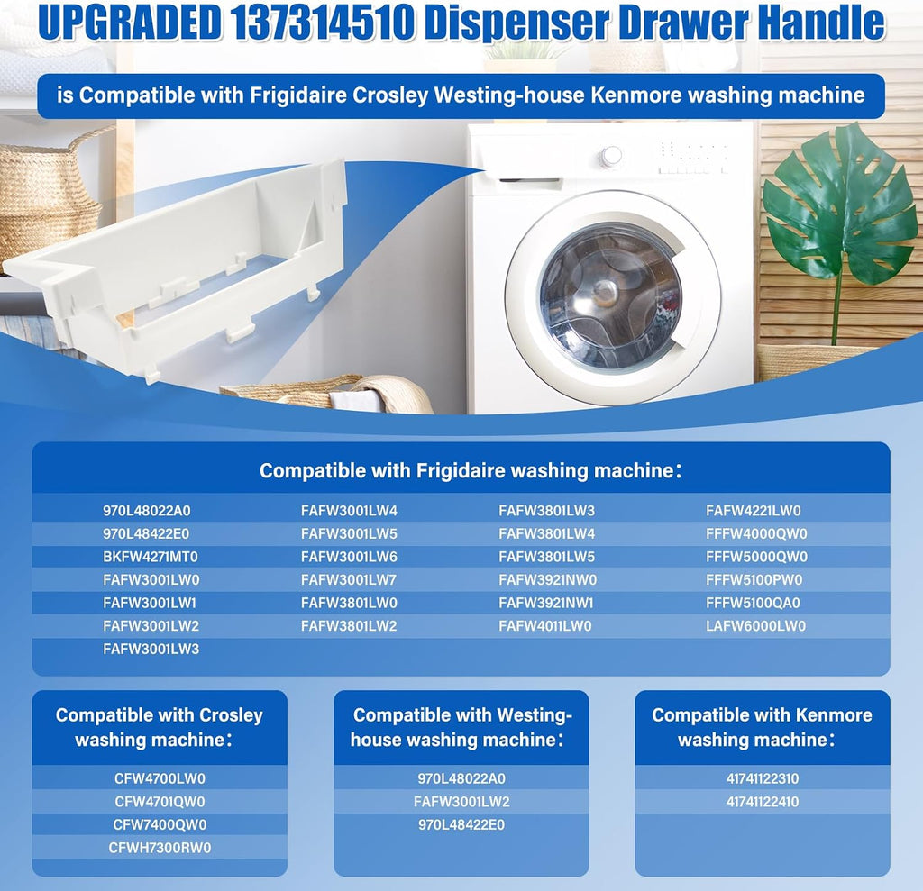 137314510 Washer Dispenser Drawer Handle Replacement for Frigidaire