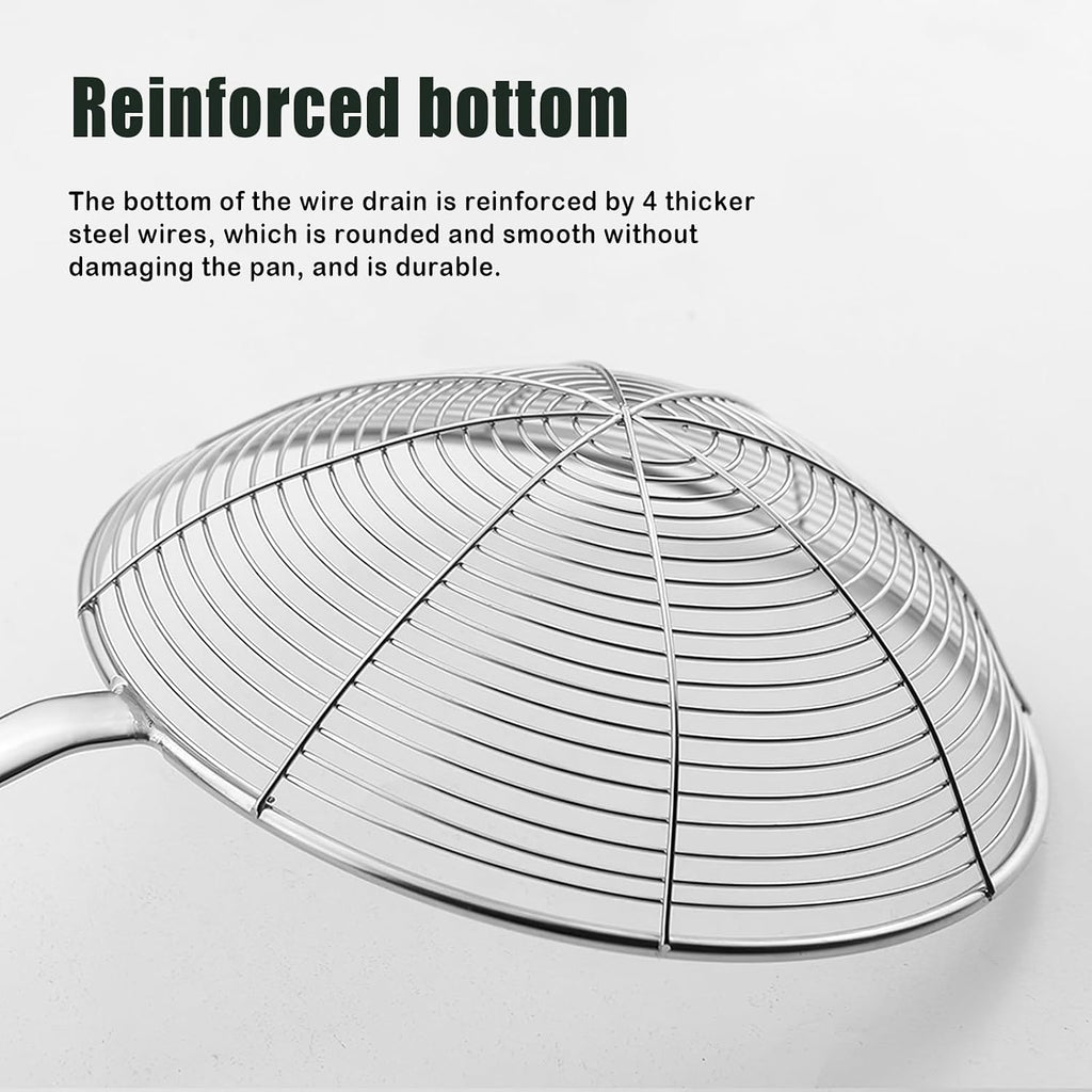 Spider Strainer with Wood Handle - 5.5 Inch Fryer Scoop