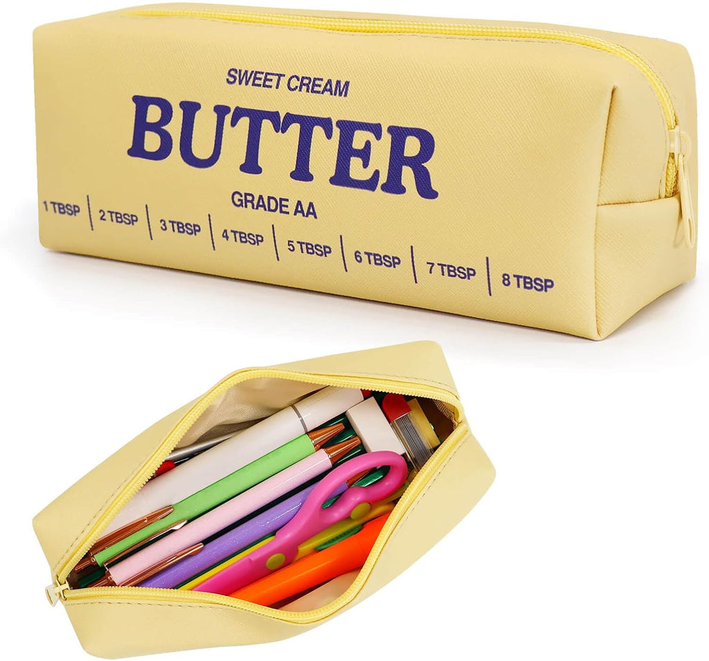 Funny Butter Sticks Soft Pencil Case Pouch College School Supplies | Pencil Box with Zipper for Teen Girls Boys Women