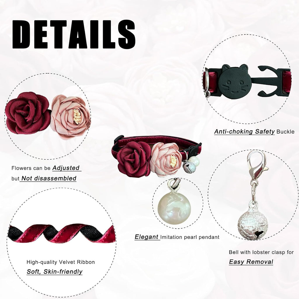 Cat Collar Breakaway for Girl Cats Kitten (Red)